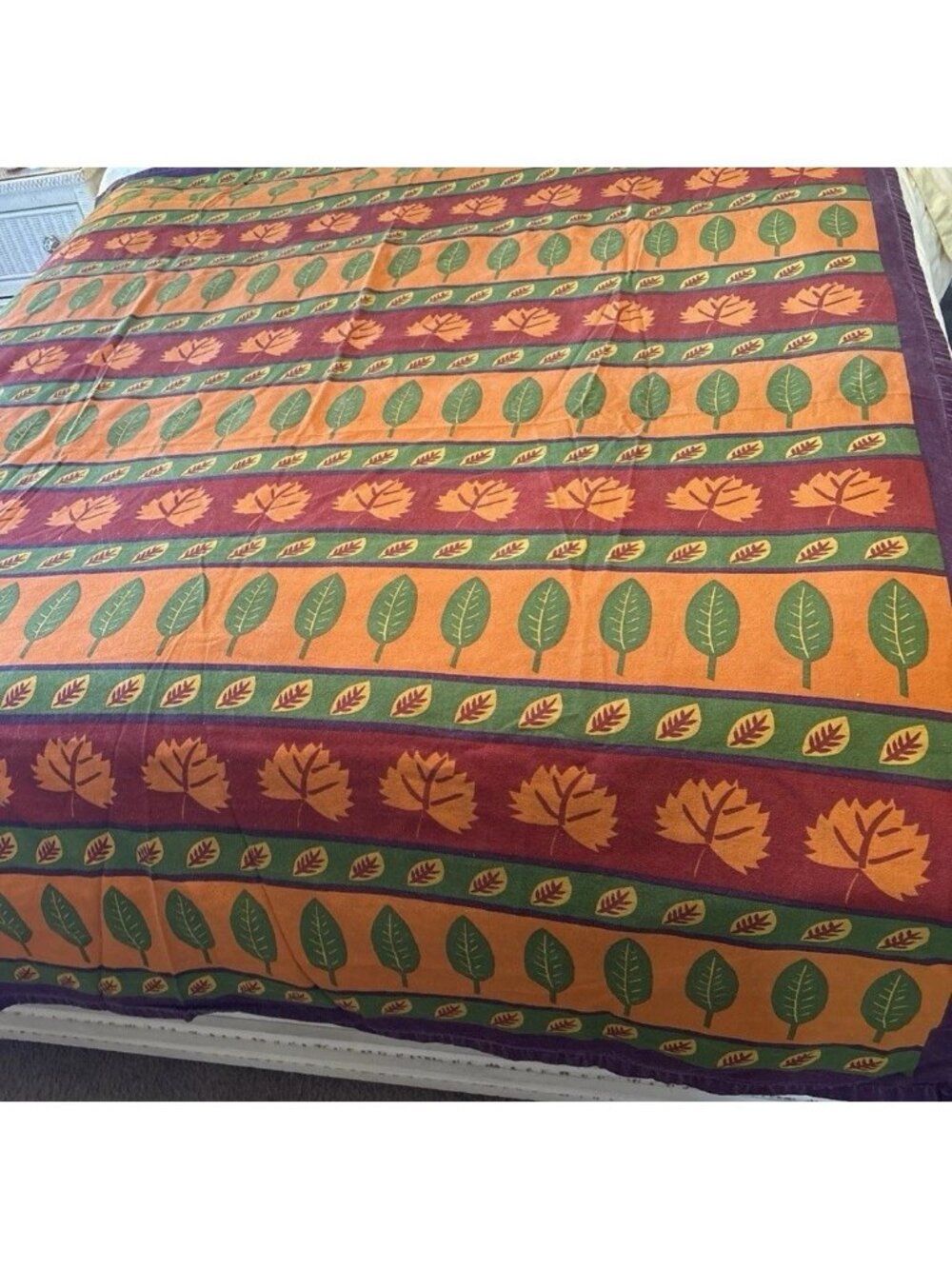 Tag Fall Home Decor Cotton Tablecloth Leaves Made In India 80x62